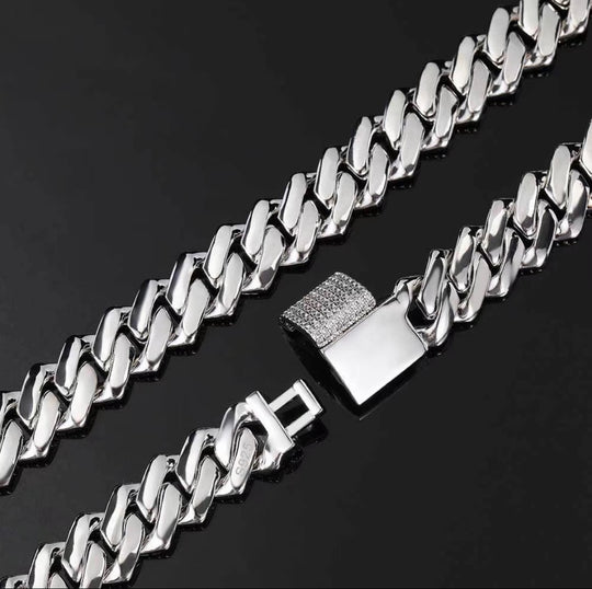 MOISSANITE CUBAN LINK NECKLACES - 925 STERLING SILVER - D COLOR, VVS1 CLARITY 8MM-14MM