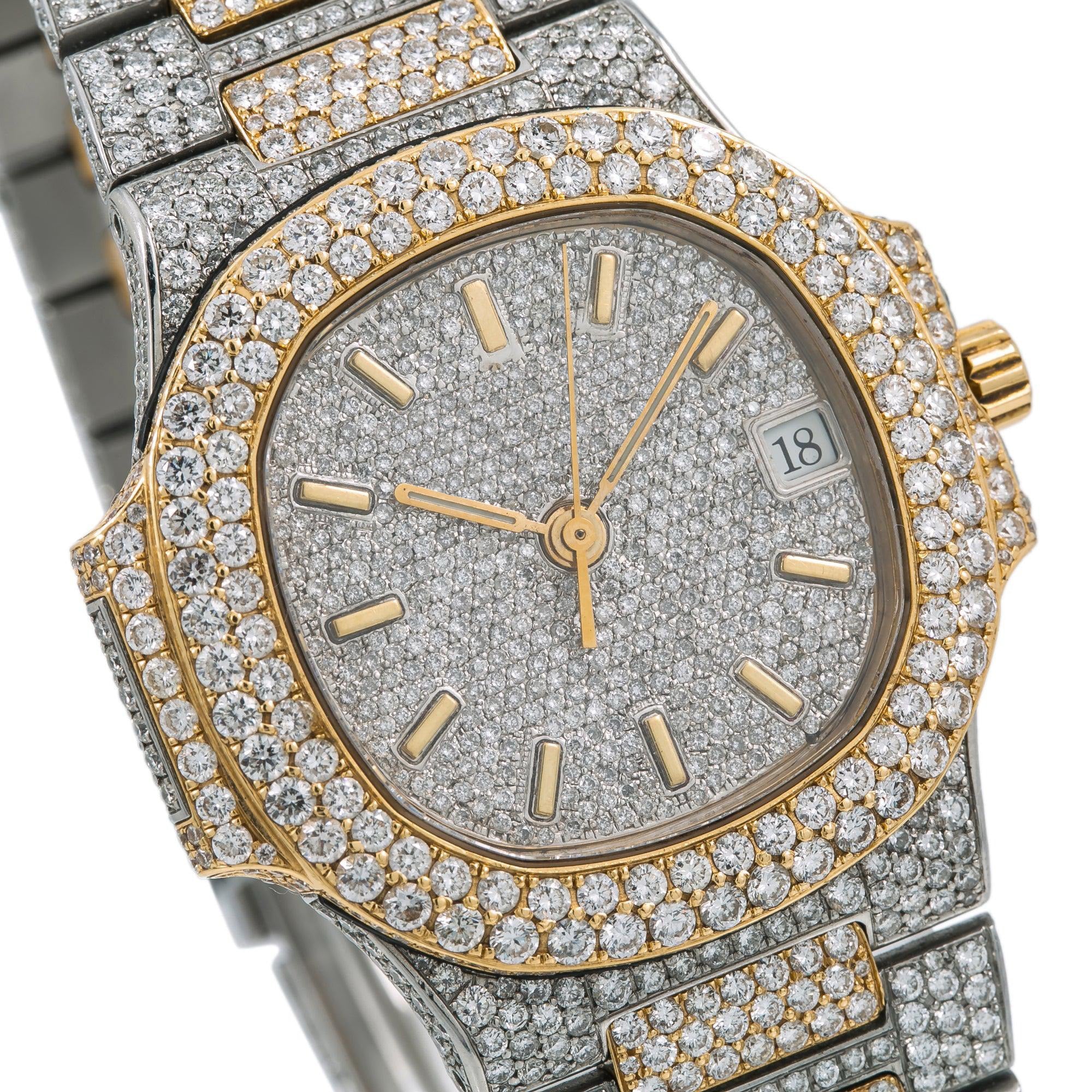 Frostwave Moissanite Watch | 16c | 14k Two Tone Yellow & White Gold | D-Color Stone
