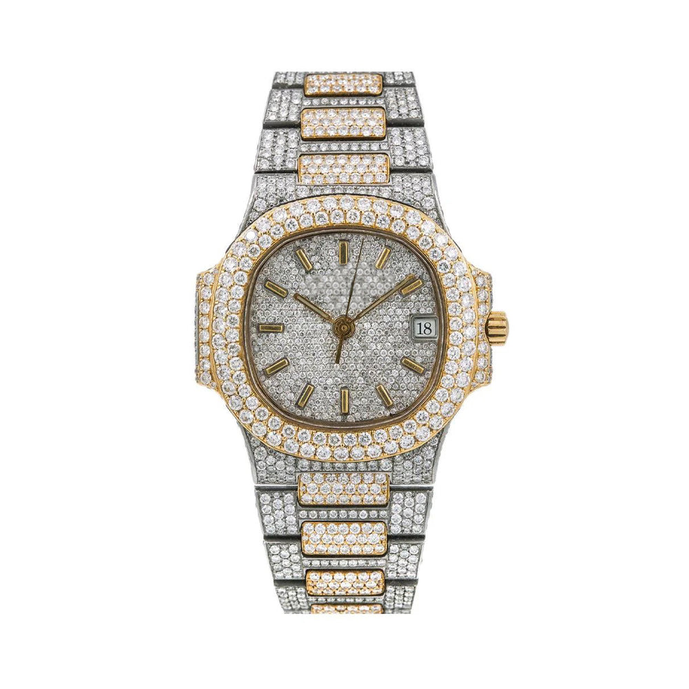 Frostwave Moissanite Watch | 16c | 14k Two Tone Yellow & White Gold | D-Color Stone