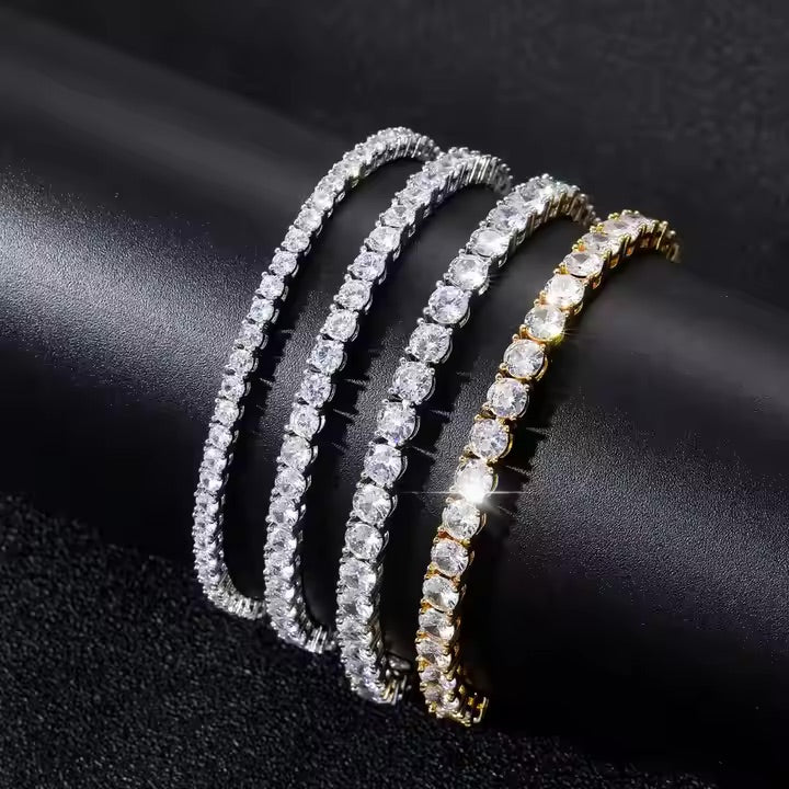 MICRO MOISSANITE TENNIS CHAIN BRACELETS - 925 STERLING SILVER - D COLOR, VVS1 CLARITY