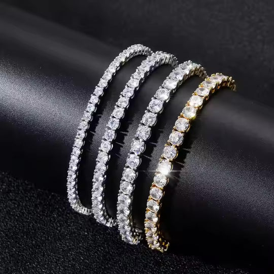 MOISSANITE TENNIS CHAIN BRACELETS - 925 STERLING SILVER - D COLOR, VVS1 CLARITY