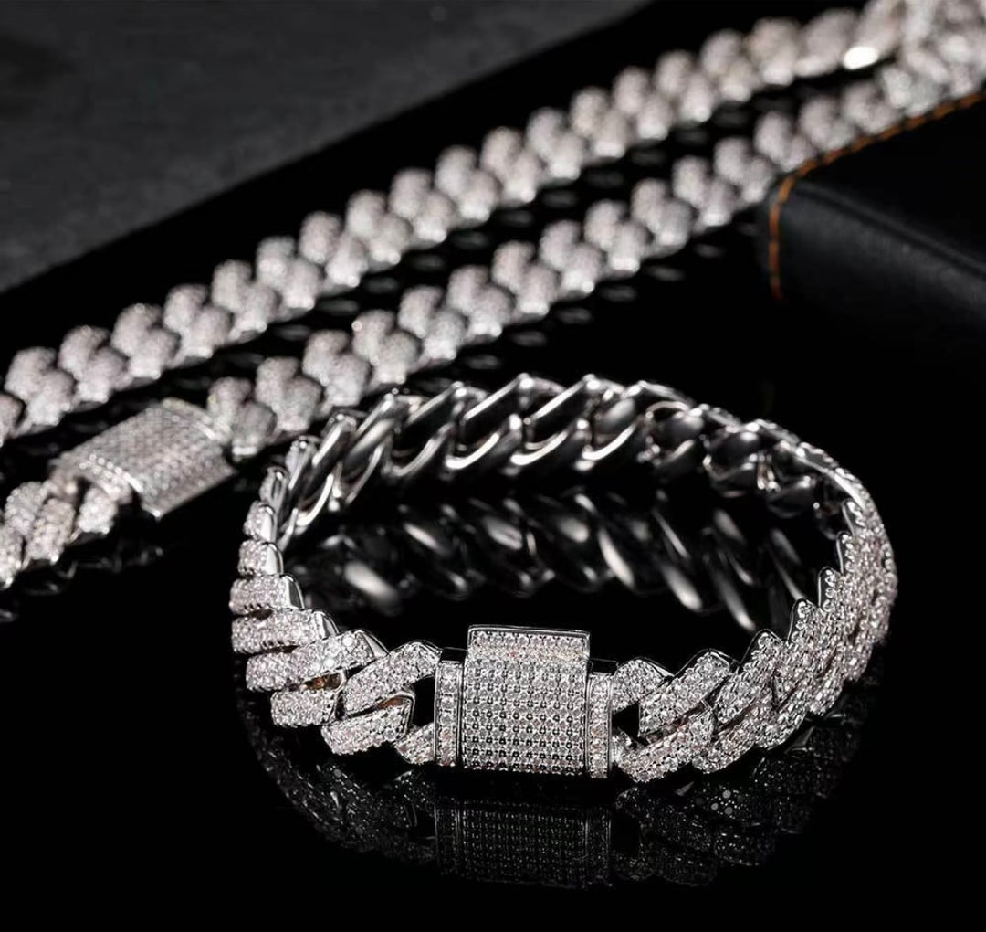 MICRO MOISSANITE CUBAN LINK BRACELETS - 925 STERLING SILVER - D COLOR, VVS1 CLARITY
