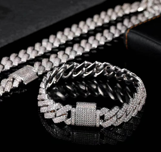 MICRO MOISSANITE CUBAN LINK BRACELETS - 925 STERLING SILVER - D COLOR, VVS1 CLARITY