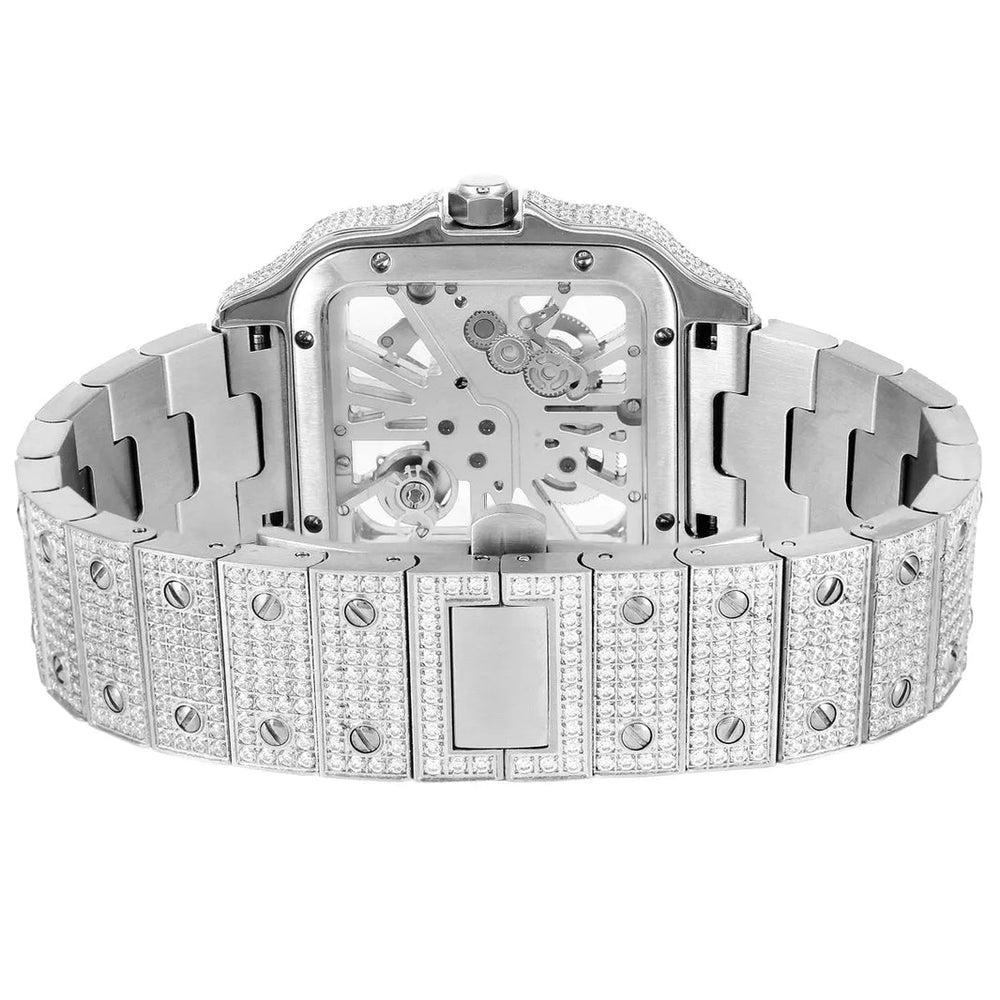 Bust Down Skeleton Moissanite Watch | 16c | 14k White Gold | No Logo | D-Color Stone