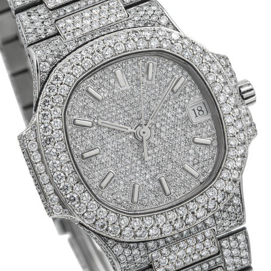 Frostwave Moissanite Watch | 16c | 14k White Gold | D-Color Stone