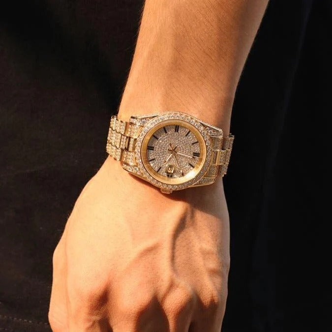 The Executive Moissanite Watch | 16c | 14k Yellow Gold | D-Color Stone