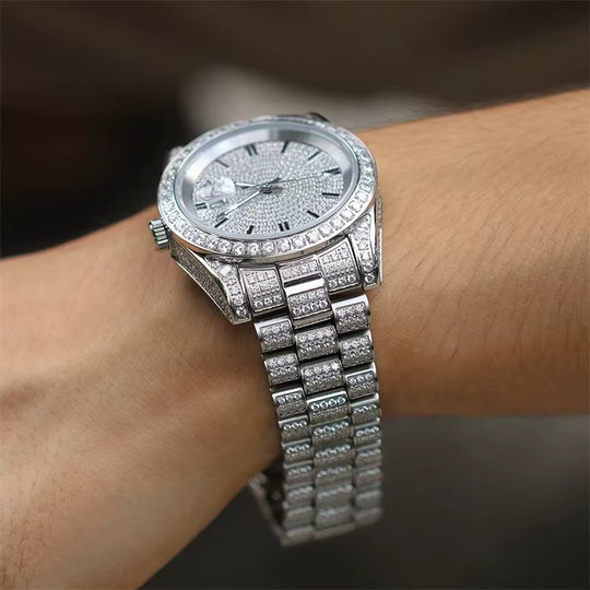 The Executive Moissanite Watch | 16c | 14k White Gold | D-Color Stone