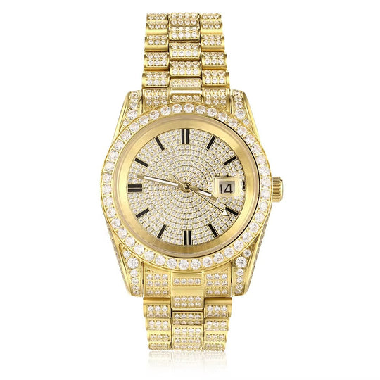 The Executive Moissanite Watch | 16c | 14k Yellow Gold | D-Color Stone