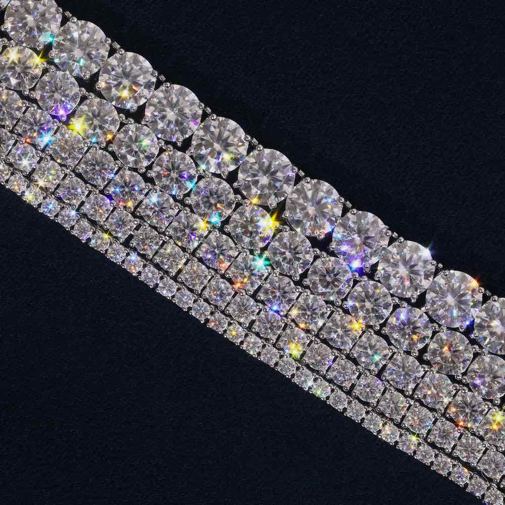MOISSANITE TENNIS CHAIN NECKLACES - 925 STERLING SILVER - D COLOR, VVS1 CLARITY