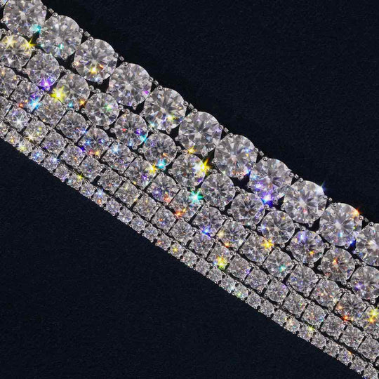 MOISSANITE TENNIS CHAIN NECKLACES - 925 STERLING SILVER - D COLOR, VVS1 CLARITY